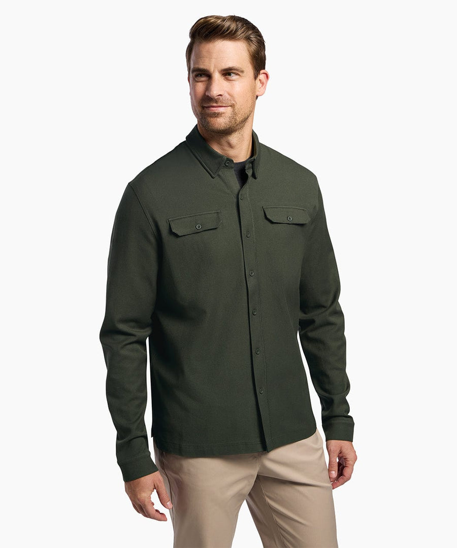 Stretch Thermal Button Down | Men's Dark Olive