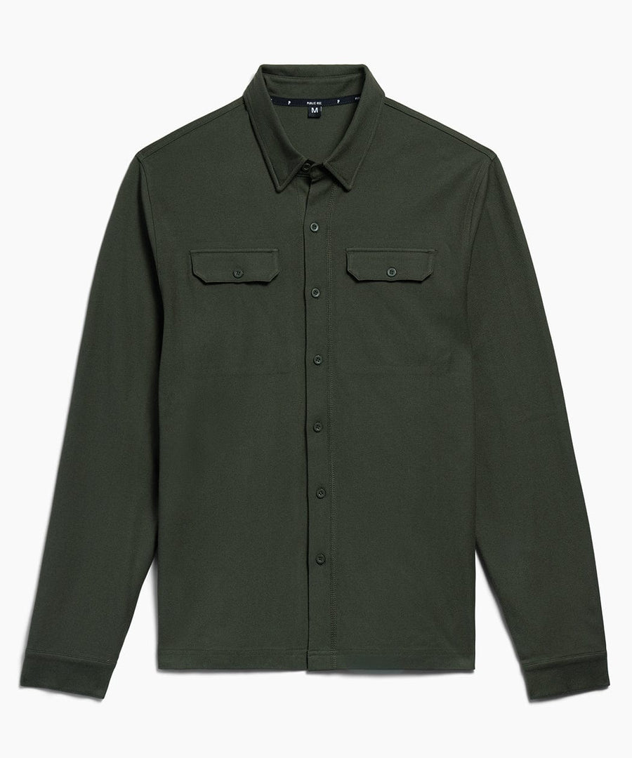 Stretch Thermal Button Down | Men's Dark Olive