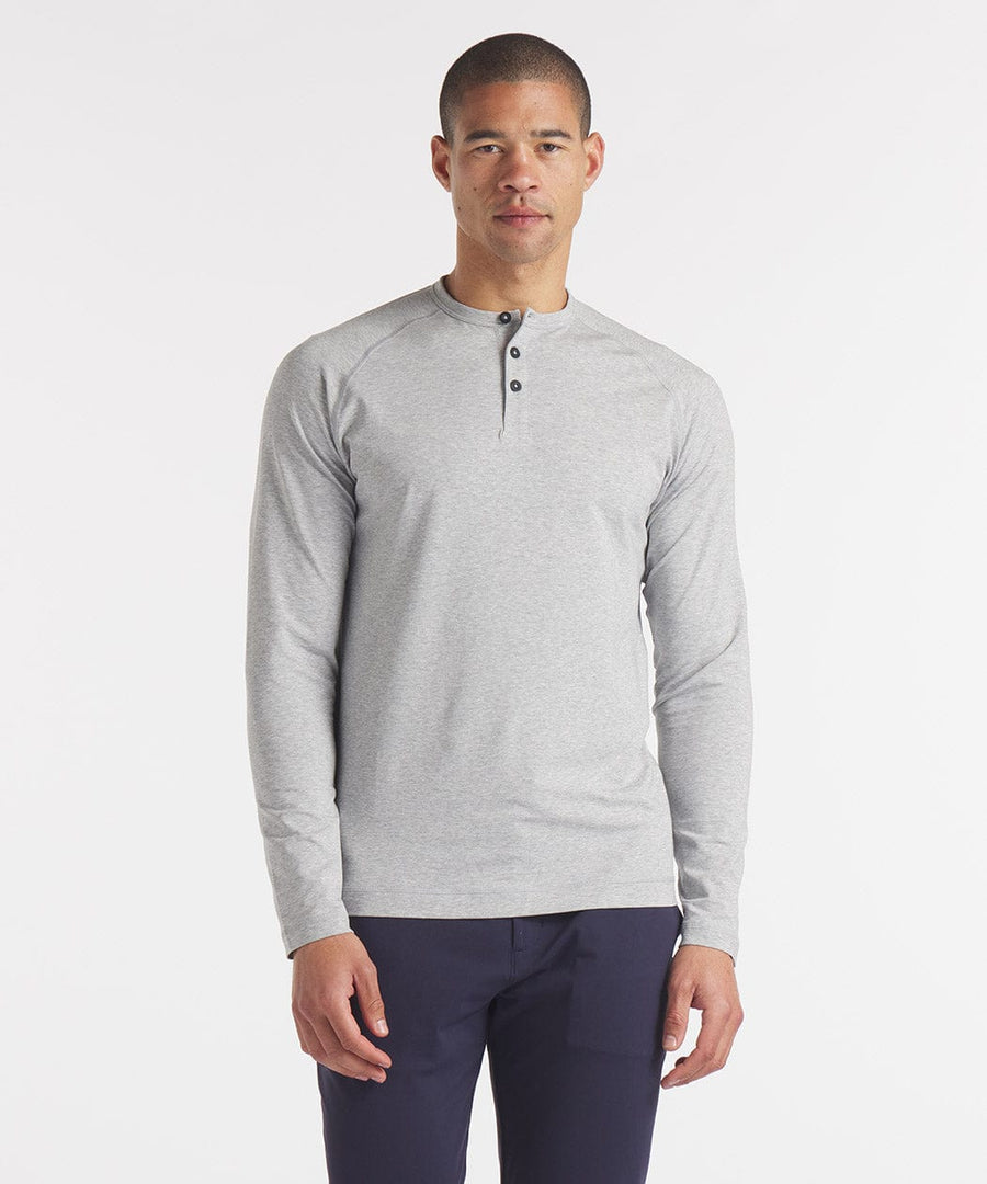 Go-To Long Sleeve Henley | Men's Heather Silver Spoon