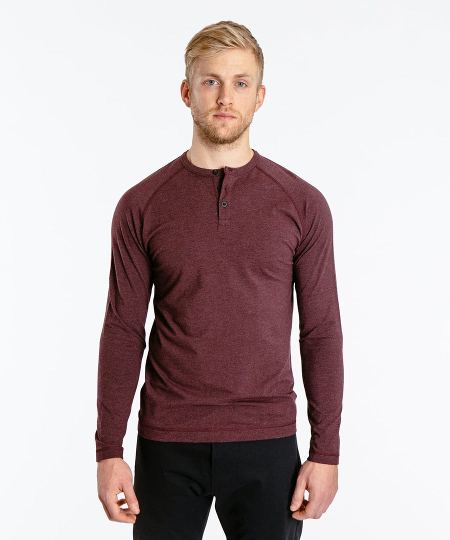 Go-To Long Sleeve Henley | Men's Heather Burgundy