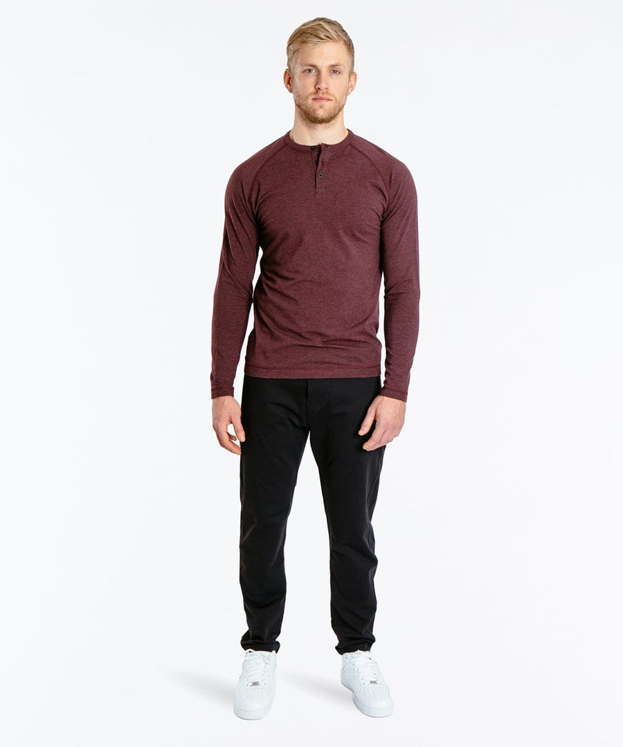 Go-To Long Sleeve Henley | Men's Heather Burgundy