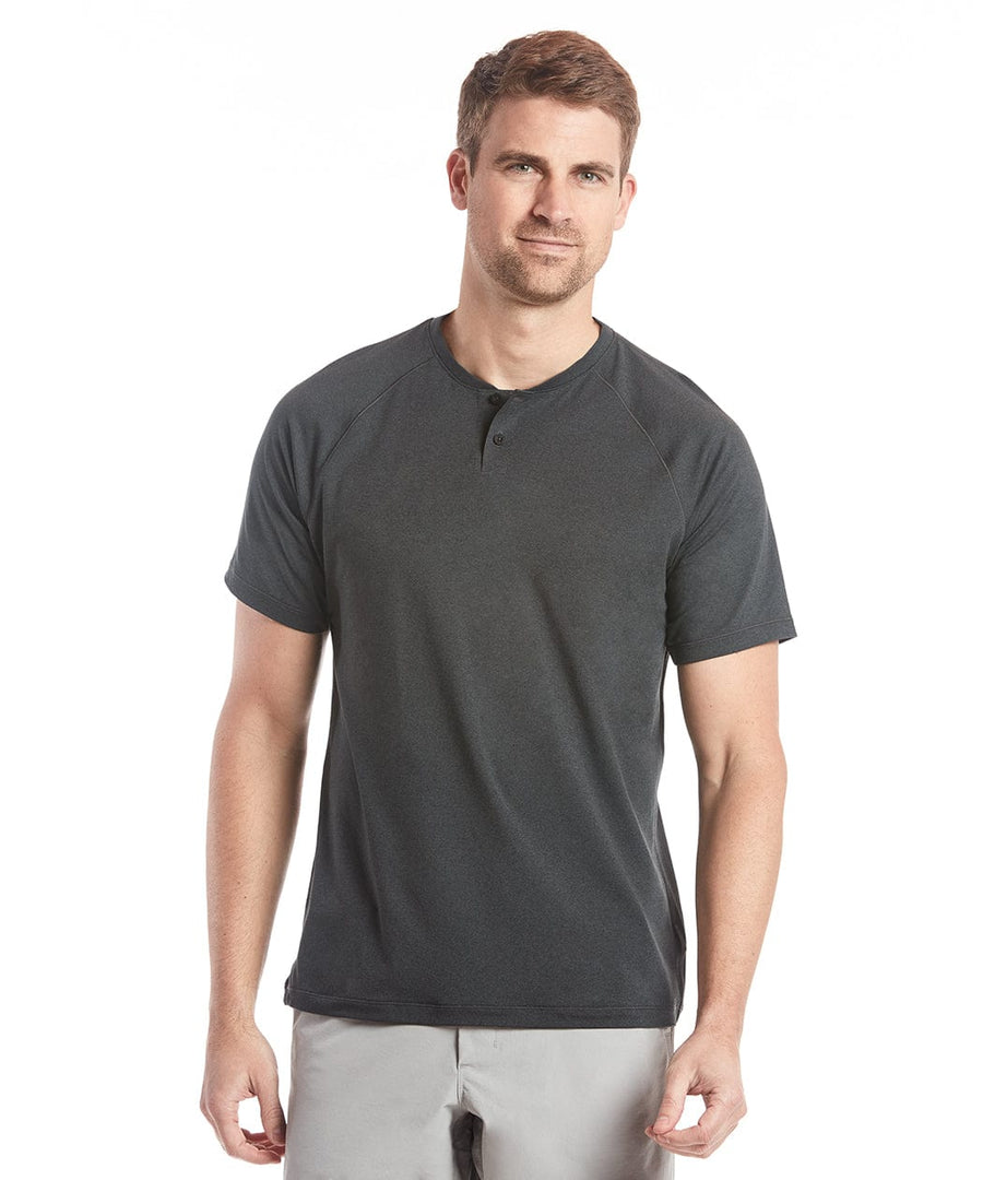 Elevate Mock Neck Polo | Men's Heather Black