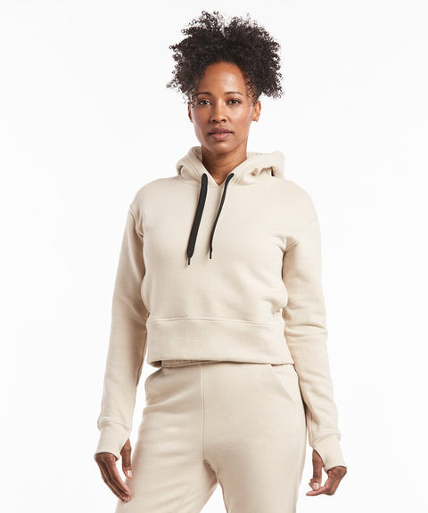 Public Rec Women's Sweatshirts Luxe Fleece Cropped Hoodie | Women's Ivory Ivory / XS